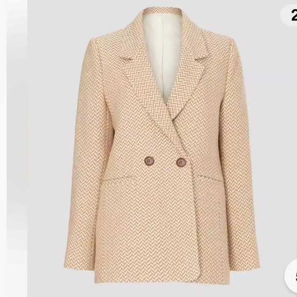Anine Bing Fishbone Tan and Cream Blazer, XS - Picture 6 of 10